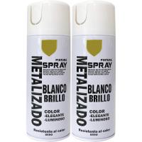 Pintura Spray Metalizado Blanco Brillo y Negro Metalizado Profesional 200ml Adecuado Metal Madera y Plástico - details 1