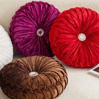 Almohada redonda de terciopelo con forma de rueda y diseño de flor de hielo para sofá, mesita de noche, ventana salediza, futón, almohada de calabaza - details 6