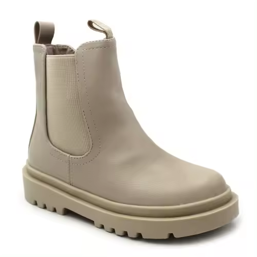 Botas chelsea BUBBLE KIDS C411 con elásticos laterales en beige y negro. - 1