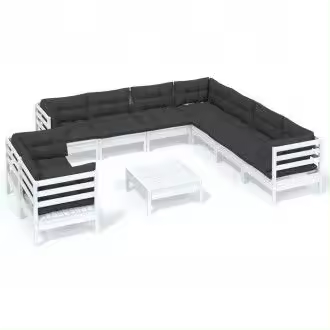 VIDAXL 3096906 set de muebles de jardín de madera maciza de pino color gris antracita 10 piezas - 1