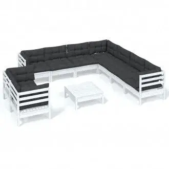 VIDAXL 3096906 set de muebles de jardín de madera maciza de pino color gris antracita 10 piezas - 1