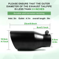 Tubo De Escape Polido De Acero Inoxidable 7.62cm Longitud 23cm Protector De Tubo De Escape Negro/Oro Para Automóviles - details 2