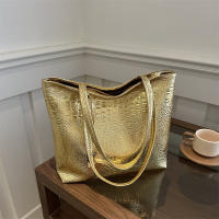 Bolso De Hombro Para Mujer Casual Fashion PU Cuero Negro Plata Oro Estilo Crocodiloid Bolso Grande Capacidad Tote Bag Ladies Hand Bags - details 15