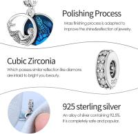 Amuletos Abaloriales colgantes Cuentos Plata with Circonita Cúbica 5A Compatible Pulsera Europea, Navidad Encantos para - details 2