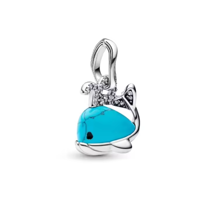 PANDORA Charm de ballena turquesa, animal marino, sabiduría, poder, regalo de cumpleaños de verano - 1