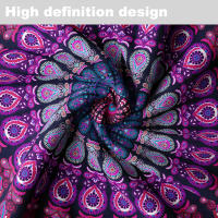 Mantel Redondo Peacock Mandala Impermeable De 63 Pulgadas Para Mesa Al Aire Libre Y Interior En Colores Morado Rojo Amarillo Y Azul Estilo Clásico Para Banquete Fiesta Y Wedding - details 12