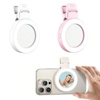 Luz De Rellenar Con Espejo Clip Para Selfie Luz De Anillo Rotatable 180° Portátil Expansible Dimmable Luz Blanca Cálida - details 5
