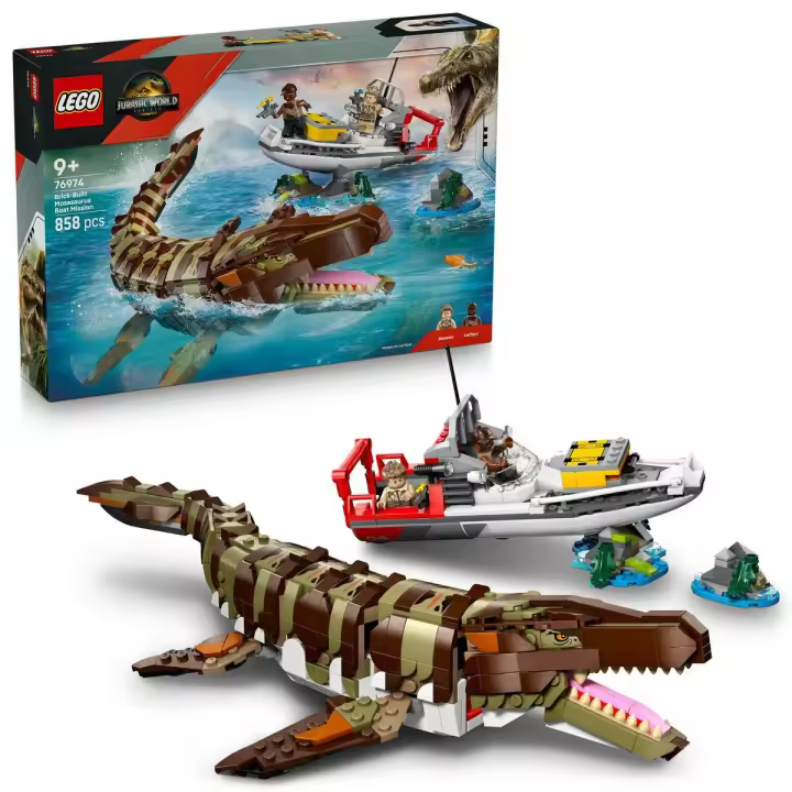 LEGO® 76974 Jurassic World Misión Naval: Mosasaurus Construible Set con Dinosaurio de Juguete, Divertida Figura de Acción Para Fans de las Aventuras, Regalo Para Niños y Niñas - 1