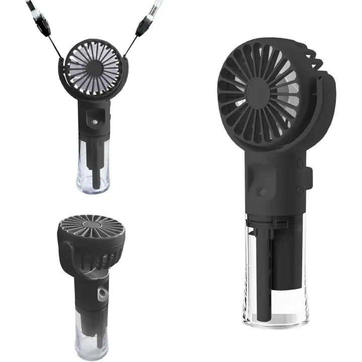 Mini ventilador portátil, ventilador de mano con función de niebla, ventilador recargable con 4 velocidades, enfriamiento ajustable y rociador de mano para verano, exteriores, viajes, maquillaje, hogar, oficina, camping. - 1