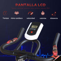 HOMCOM Bicicleta Estática Resistencia Ajustable Bicicleta Fitness con Volante Inercia 8 kg Pantalla LCD Sillín y Manillar Ajustables Soporte para Tableta 103x48x115 cm - details 3