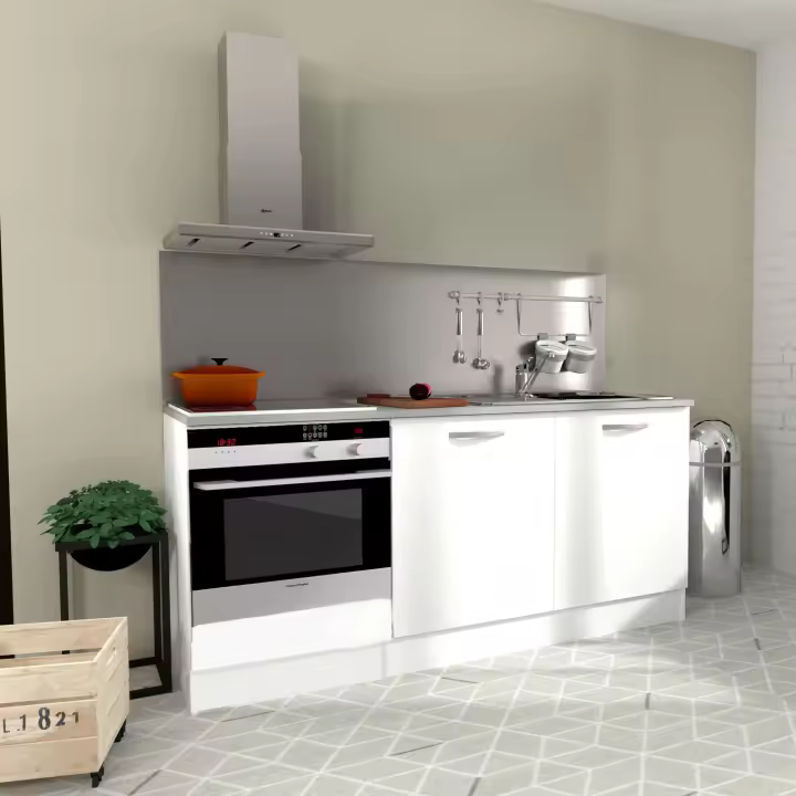 Cocina Modular Eko Color Blanco Mate 3 Muebles Inferiores 180 cm - 1