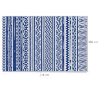 Outsunny Alfombra de Exterior 182x274 cm Alfombra Reversible Estilo Moderno para Terraza Balcón Patio Camping Playa Azul Oscuro y Blanco - details 2