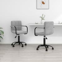 vidaXL Sillas de comedor giratorias 2 uds terciopelo en color Negro/Gris claro/Gris oscuro | cómodas modernas ergonómicas para comedor cocina salón hogar - details 1