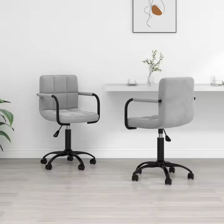 vidaXL Sillas de comedor giratorias 2 uds terciopelo en color Negro/Gris claro/Gris oscuro | cómodas modernas ergonómicas para comedor cocina salón hogar - 1
