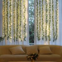 Guirnalda Artificial De Eucalipto Para Bodas Arco De Flores Verdes Rattan Decoración De Pared Para Hogar Y Jardín Plantas Falsas Colgantes - details 3