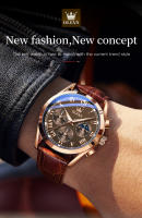 Reloj De Cuarzo Para Hombre OLEVS 2871 Cronógrafo Resistente Al Agua Fase De La Luna Multifuncional Lujo Marca Reloj De Pulsera De Acero Inoxidable Con Manos Luminosas - details 1