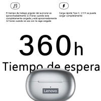 Lenovo auriculares inalámbricos LP5 Bluetooth originales, cascos deportivos impermeables, para juegos, compatible con todos los teléfonos móviles (Grises) - details 4