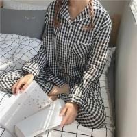 Conjunto De Pijamas Para Mujer De Cuatro Estaciones Con Cuello En V Y Pantalones Largos Estampado a Cuadros Y Rayas 2 Piezas Ropa De Dormir Casual - details 14