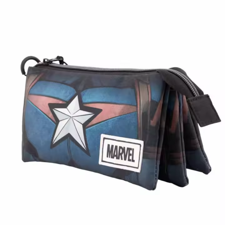 Estuche Portatodo Triple Fan Karactermania Marvel Capitán América 23x11x7cm - 1