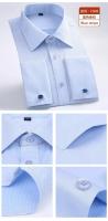 Camisa De Negocios Para Hombre Azul Claro Con Solapas Cuello En V De Corte Slim Ajustada Uniforme De Banco De Calidad Simple Y Clásica - details 10