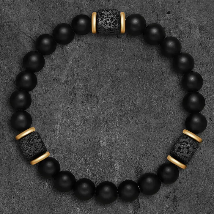 Pulsera De Onix Mate Y Cubo De Lava Para Yoga Y Energético Balance Para Hombres Y Mujeres Joyería Hechicera Natural De Pedrería - 1