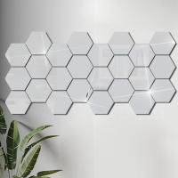 Adhesivos De Espejo 3D Para Pared 24Pcs Forma Hexagonal Acrílico Desmontable Decoración DIY Para El Hogar Artículos De Arte - details 0
