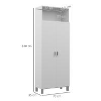 HOMCOM Armario Multiusos Armario Escobero con 2 Puertas Compartimiento Abierto y Estante Ajustable para Salón Lavadero 70x35x188 cm Blanco - details 2
