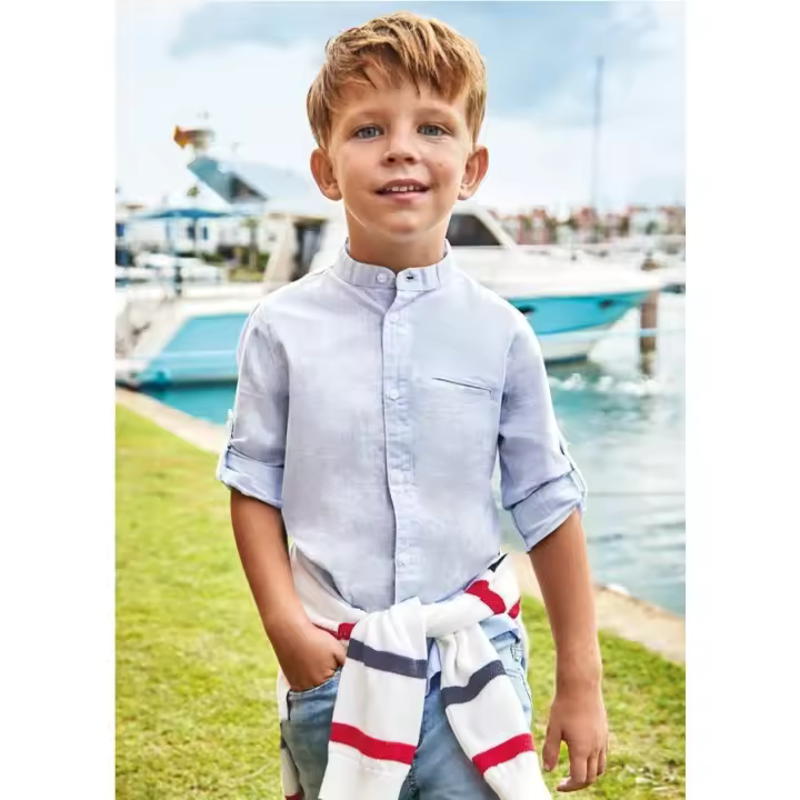 Mayoral Camisa Niño Rayas Manga Larga Cuello Mao - 1
