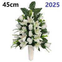 Centro de Flores para Cementerio Gerimport - Ramos de Flores para Todos los Santos - Flores Artificiales de Tela - Ancho 30cm - Alto 45cm - details 0