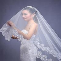 Velo De Novia Largo De 108'' 1 Capa Borde De Encaje Suave Tulle Para Bodas Baño De Flor De Loto Origin China Continental - details 1