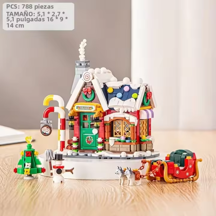 Bloques De Construcción De Bosque Para Regalo De Navidad Casa De Hielo Y Cabina Juguete De Bloques De Plástico Para Niños Y Niñas De 6 a 12 Años - 1
