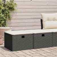 vidaXL Set sofás jardín y cojines 2 pzas ratán sintético acacia en color Negro y crema/Marrón/beige y crema y más | acolchados duraderos para sofás de jardín terraza exterior - details 0