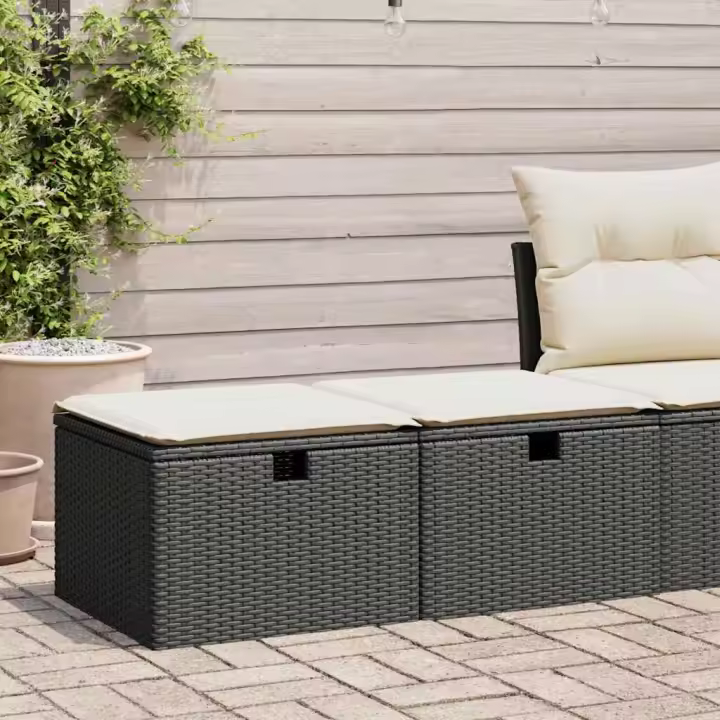 vidaXL Set sofás jardín y cojines 2 pzas ratán sintético acacia en color Negro y crema/Marrón/beige y crema y más | acolchados duraderos para sofás de jardín terraza exterior - 1