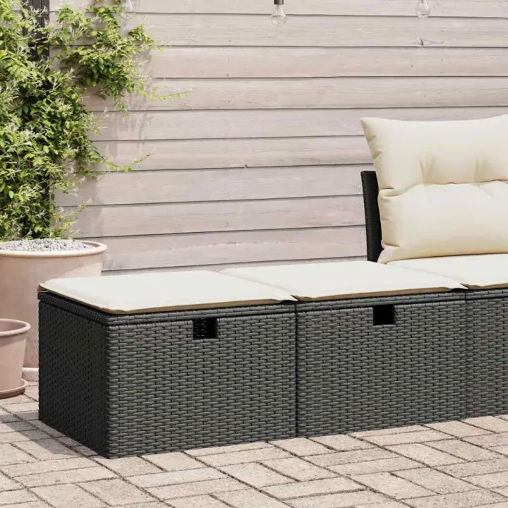vidaXL Set sofás jardín y cojines 2 pzas ratán sintético acacia en color Negro y crema/Marrón/beige y crema y más | acolchados duraderos para sofás de jardín terraza exterior - 1