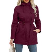 Abrigo De Trench De Algodón Para Mujer plus Talla Con Capucha Estilo Casual Cierre De Cremallera Manga Larga Color Sólido Para Otoño E Invierno - details 0