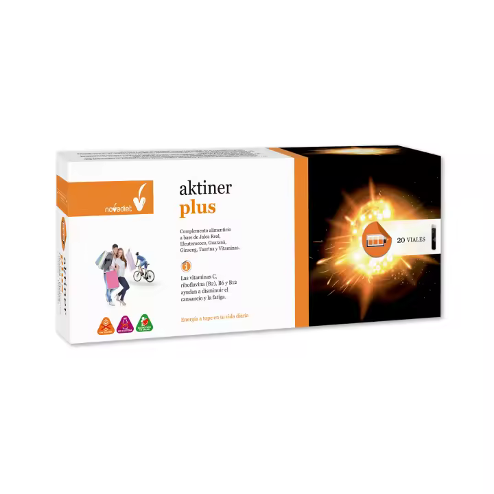 Novadiet AKTINER PLUS 20 viales con Jalea Real, Guaraná, Ginseng y Vitaminas - 1