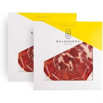 Balsanera Ibérico - Jamón de Cebo de Campo Ibérico 50% Raza Ibérica - Caja de 2 sobres de 80gr - Loncheado y Envasados al vacío - Curación de 24 a 30 meses - 1