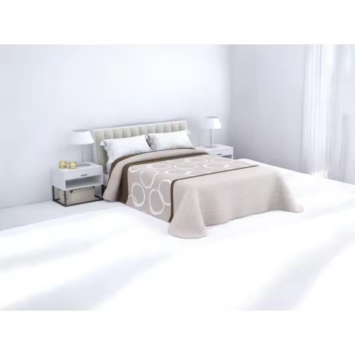 Colcha de Verano Reversible Niagara Beis | Ligera, Fresca y Transpirable | Microfibra Suave 100% Poliéster | Diseño Elegante y Actual | Disponible para Cama 90, 105, 135 y 150 cm | Ideal para Dormitorio, Hoteles, Casas Rurales y Apartamentos Turísticos - 1