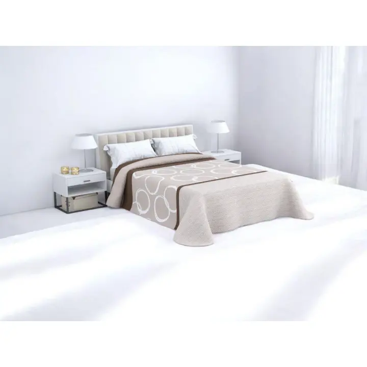 Colcha de Verano Reversible Niagara Beis | Ligera, Fresca y Transpirable | Microfibra Suave 100% Poliéster | Diseño Elegante y Actual | Disponible para Cama 90, 105, 135 y 150 cm | Ideal para Dormitorio, Hoteles, Casas Rurales y Apartamentos Turísticos - 1
