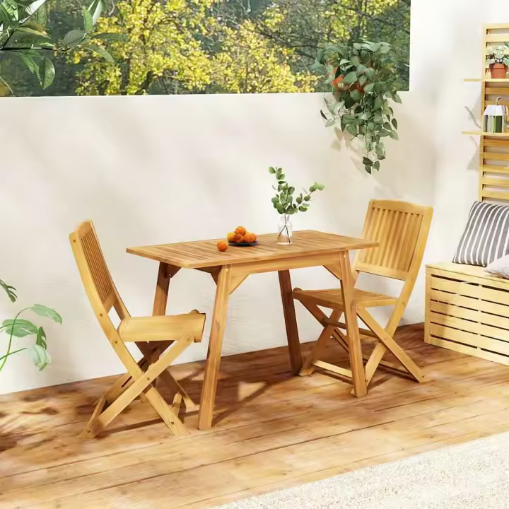 vidaXL Juego de comedor de jardín 3 piezas madera maciza de acacia - 1