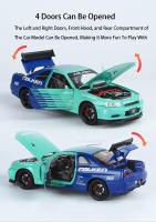 Nissan GTR Skyline Coche Deportivo Modelo a Escala 1:24 Con Sonido Y Luz Vehículo De Metal Para Niños Juguete Con Retroceso Pulido - details 5