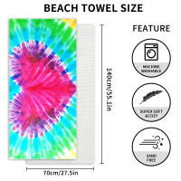 Nueva toalla de playa con estampado tie-dye, toalla de baño absorbente para vacaciones en la playa. - details 0