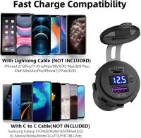 Enchufe De Carga USB 12V 48W Impermeable Con Puerto Tipo C Y QC3.0 Para Coche Barco Marina Camión DaierTek Con Voltímetro LED Azul - details 5