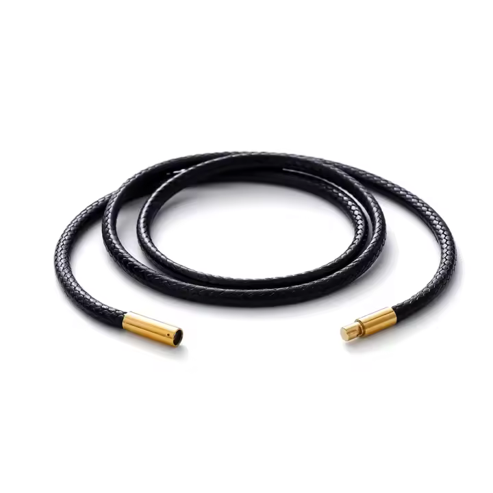 Cuerda De Trenzado Negro Y Marrón Para Joyería DIY 45/50/60cm Cordón De Cuero Hecho a Mano Con Hebilla De Acero Cadena Para Collares Pendientes - 1