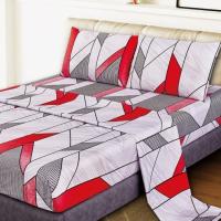 Juego de Sábanas Abstractas con Rayas Rojas, Lila y Negras - Diseño Geométrico Moderno | 3/4 Piezas (Sábana Ajustable + Funda Nórdica + 1-2 Fundas Almohada) | Tallas 90/135 cm (3pz) y 150 cm (4pz) | Tejido Poliéster Ultra Suave Antipilling - details 0
