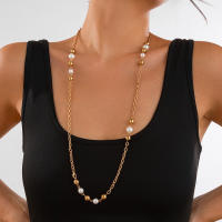 Collar Largo Ajustable Con Perlas Minimalistas Y Cuentas CCB Para Mujer IngeSight.Z Joyería De Calle Estilo Punk Adorno Para Fiesta - details 2