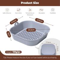 Molde de Silicona Freidora de Aire 5-8L, 2 Piezas 21cm Bandeja Recipientes para Freidora sin aceite, Reusable Molde de Silicona Cuadrada Cesta para Air Fryer, Microondes, Horno, Gris - details 0