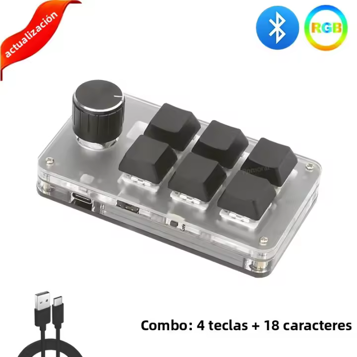 Teclado Mecánico RGB Programable Macro DIY Con 3 Modos De Conexión 2.4G/Bluetooth/USB Para Gaming Y Photoshop Ai Teclado Mini Sin Soporte Para Codo - 1