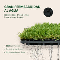 Outsunny Césped Artificial de 10 Piezas 30x30 cm Césped Sintético con Altura de Hierba 25 mm Anti-UV Alfombra Césped Artificial para Jardín Escuela Patio Verde Oscuro - details 4