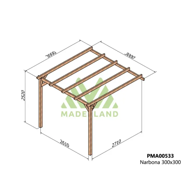 Pérgola de Madera Maciza Narbona (Maderland) - Gardeneas - 1